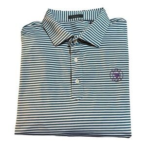 Turtleson White Polo Shirt with Turquoise & Purple Stripes Size XL Short Sleeve